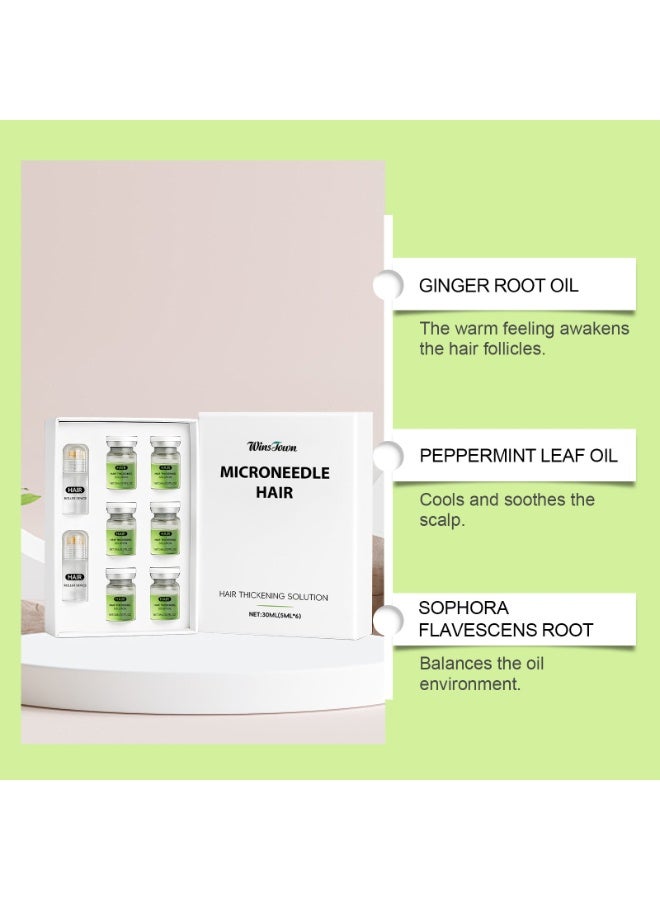 وينز تاون مجموعة محلول تكثيف الشعر بالإبر الدقيقة 30 مل | شعر أكثر كثافة، يقوي الجذور، لطيف وغير مؤلم، يدعم نمو الشعر الصحي للرجال والنساء (6 زجاجات من السيروم + 2 بكرات إبر دقيقة) - Image 5